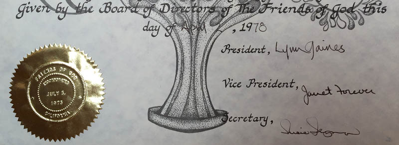 &nbsp;[[ Friends of God official signatures 1978 ]]&nbsp;